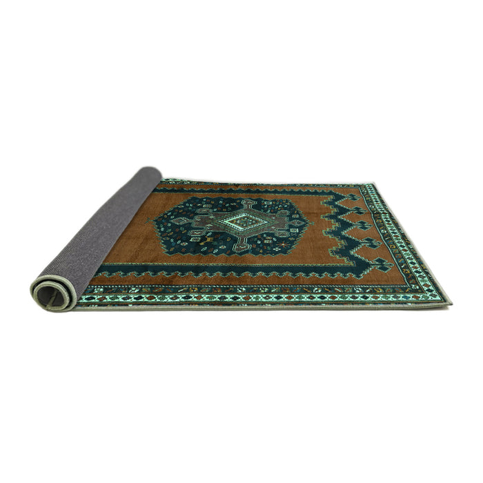 Sideview of Persian Turquoise Traditional Rug, tr702turq