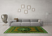 Machine Washable Persian Green Traditional Area Rugs in a Living Room,, wshtr702grn