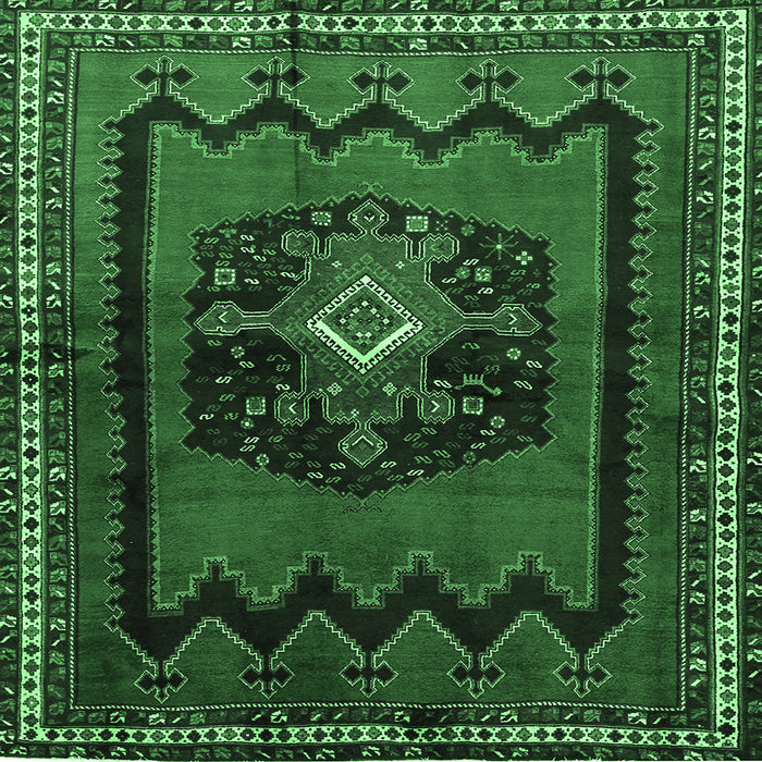 Square Persian Emerald Green Traditional Rug, tr702emgrn