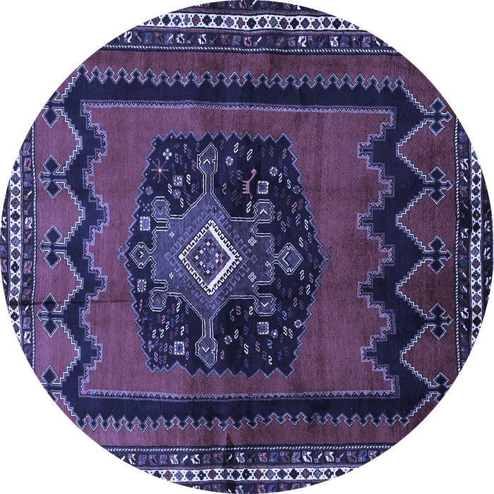 Round Machine Washable Persian Blue Traditional Rug, wshtr702blu