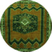 Square Persian Green Traditional Rug, tr702grn