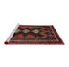 Sideview of Machine Washable Traditional Brown Rug, wshtr703