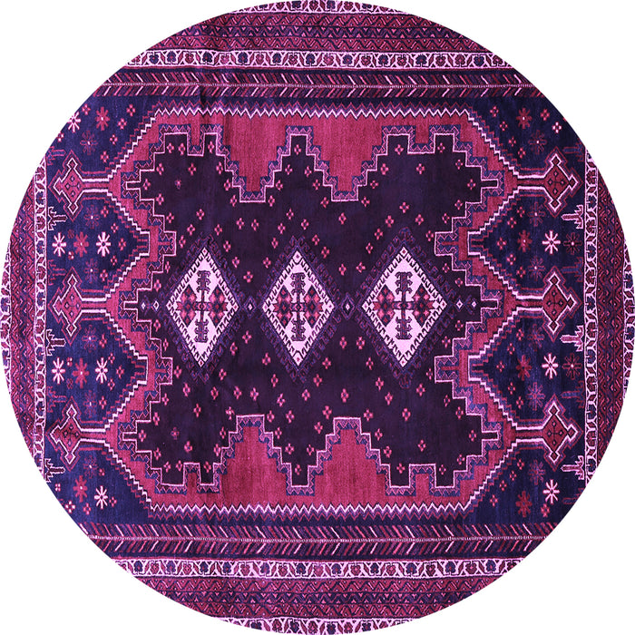 Round Machine Washable Persian Purple Traditional Area Rugs, wshtr703pur