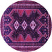 Round Machine Washable Persian Purple Traditional Area Rugs, wshtr703pur