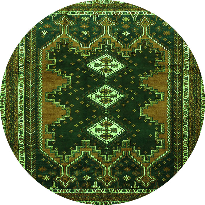 Square Persian Green Traditional Rug, tr703grn