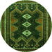 Square Persian Green Traditional Rug, tr703grn