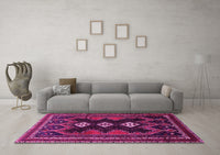 Machine Washable Persian Pink Traditional Rug, wshtr703pnk