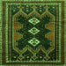 Round Machine Washable Persian Green Traditional Area Rugs, wshtr703grn