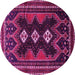 Round Machine Washable Persian Pink Traditional Rug, wshtr703pnk