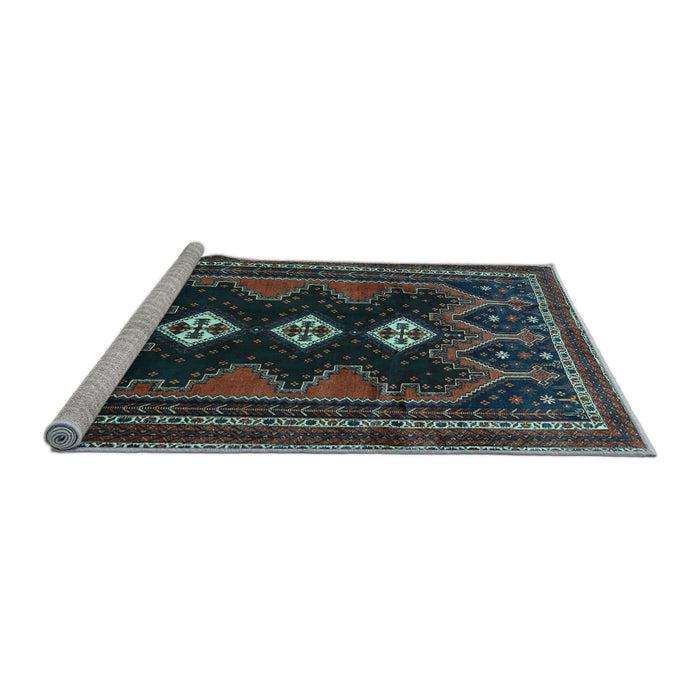 Sideview of Machine Washable Persian Light Blue Traditional Rug, wshtr703lblu