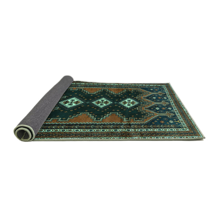 Sideview of Persian Turquoise Traditional Rug, tr703turq