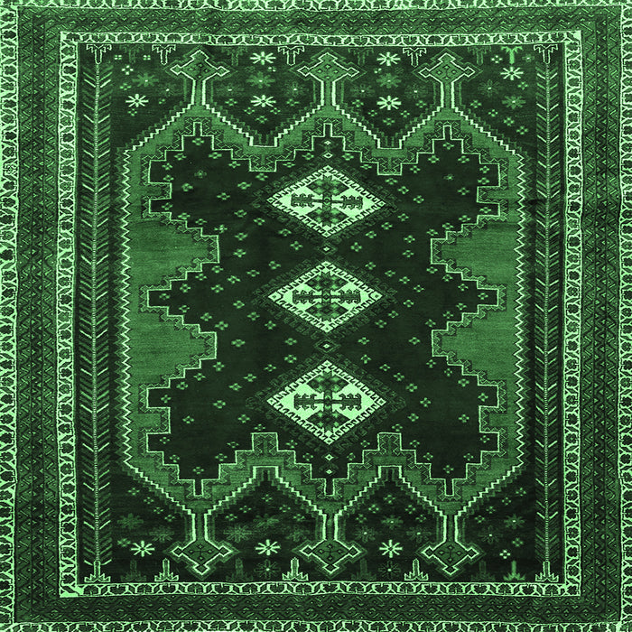 Square Persian Emerald Green Traditional Rug, tr703emgrn