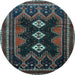 Round Persian Light Blue Traditional Rug, tr703lblu