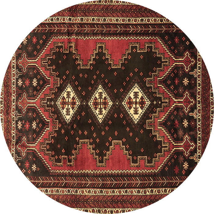 Round Machine Washable Persian Brown Traditional Rug, wshtr703brn