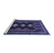 Sideview of Machine Washable Persian Blue Traditional Rug, wshtr703blu