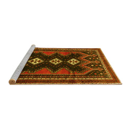 Sideview of Machine Washable Persian Yellow Traditional Rug, wshtr703yw
