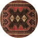 Round Persian Brown Traditional Rug, tr703brn