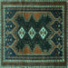 Square Machine Washable Persian Turquoise Traditional Area Rugs, wshtr703turq