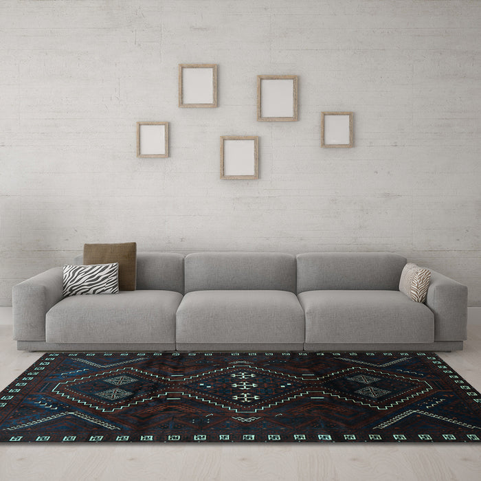 Machine Washable Persian Light Blue Traditional Rug in a Living Room, wshtr704lblu