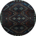 Round Persian Light Blue Traditional Rug, tr704lblu