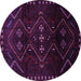 Round Machine Washable Persian Purple Traditional Area Rugs, wshtr704pur