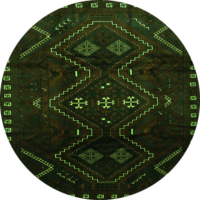 Square Persian Green Traditional Rug, tr704grn