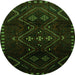 Square Persian Green Traditional Rug, tr704grn