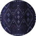 Round Persian Blue Traditional Rug, tr704blu