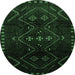 Round Persian Emerald Green Traditional Rug, tr704emgrn