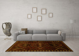 Machine Washable Persian Yellow Traditional Rug in a Living Room, wshtr704yw