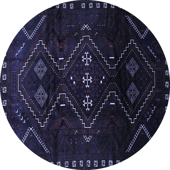 Round Machine Washable Persian Blue Traditional Rug, wshtr704blu