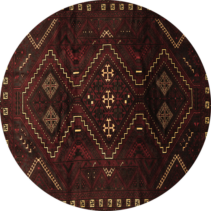 Round Machine Washable Persian Brown Traditional Rug, wshtr704brn