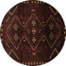 Round Machine Washable Persian Brown Traditional Rug, wshtr704brn