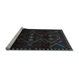 Sideview of Machine Washable Persian Light Blue Traditional Rug, wshtr704lblu