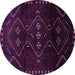 Round Persian Purple Traditional Rug, tr704pur