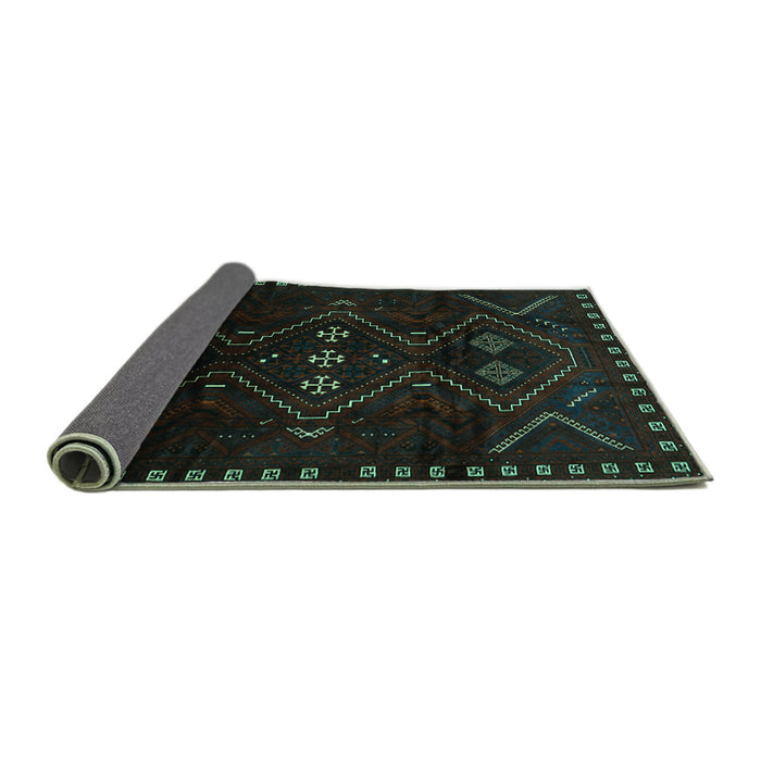 Sideview of Persian Turquoise Traditional Rug, tr704turq