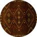 Round Persian Yellow Traditional Rug, tr704yw
