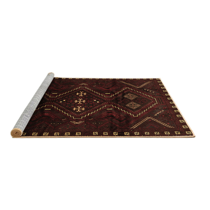 Sideview of Machine Washable Persian Brown Traditional Rug, wshtr704brn