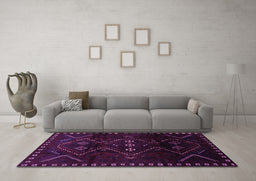 Machine Washable Persian Purple Traditional Area Rugs in a Living Room, wshtr704pur