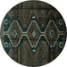 Round Machine Washable Persian Turquoise Traditional Area Rugs, wshtr705turq