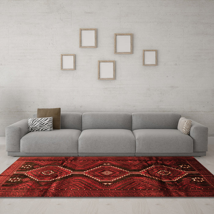 Machine Washable Persian Orange Traditional Area Rugs in a Living Room, wshtr705org