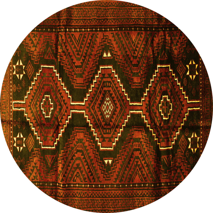 Round Persian Yellow Traditional Rug, tr705yw