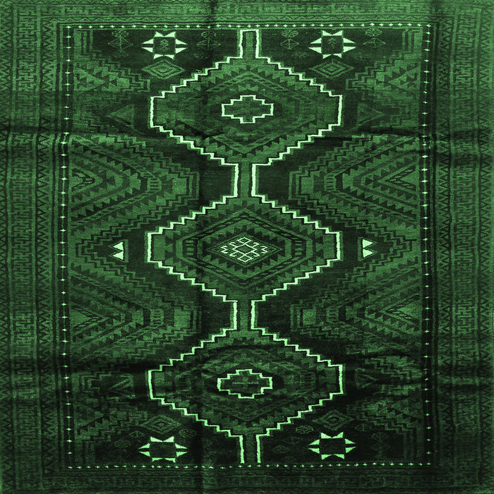 Square Machine Washable Persian Emerald Green Traditional Area Rugs, wshtr705emgrn
