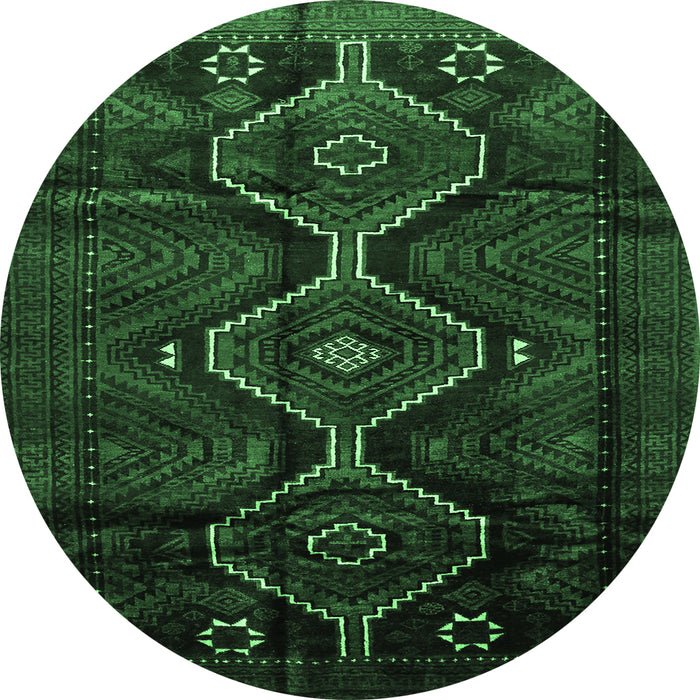 Round Machine Washable Persian Emerald Green Traditional Area Rugs, wshtr705emgrn