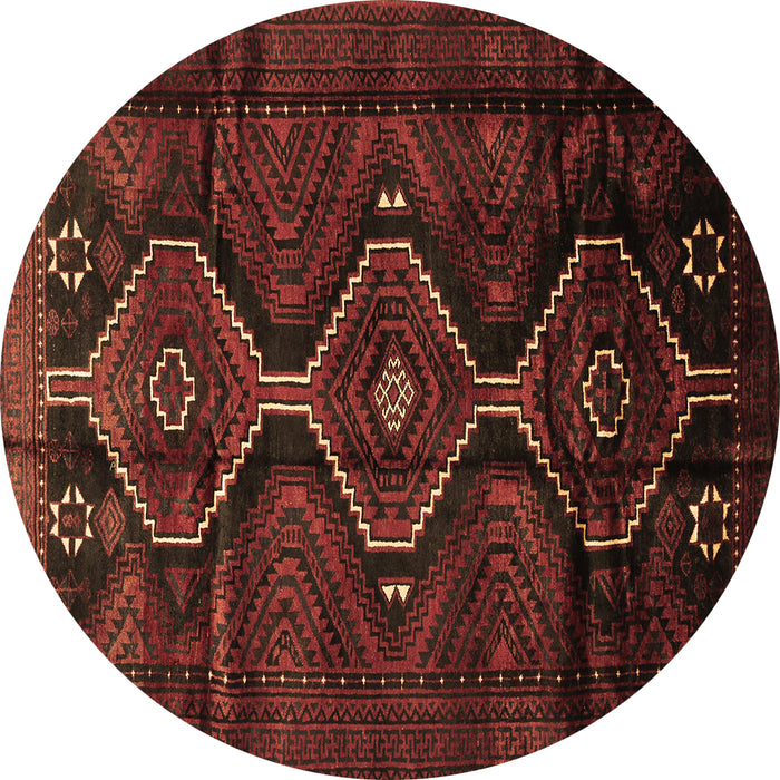 Round Persian Brown Traditional Rug, tr705brn