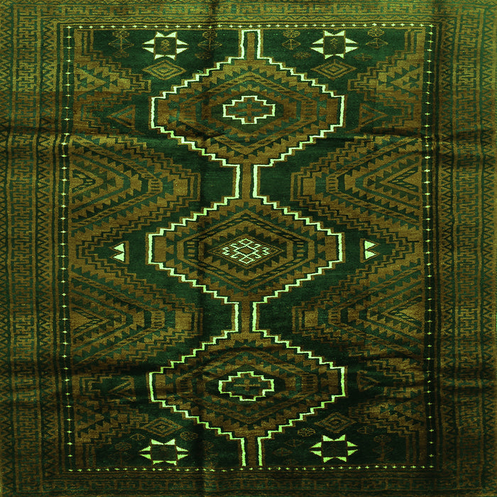 Round Machine Washable Persian Green Traditional Area Rugs, wshtr705grn