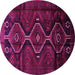 Round Machine Washable Persian Pink Traditional Rug, wshtr705pnk