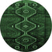 Round Persian Emerald Green Traditional Rug, tr705emgrn