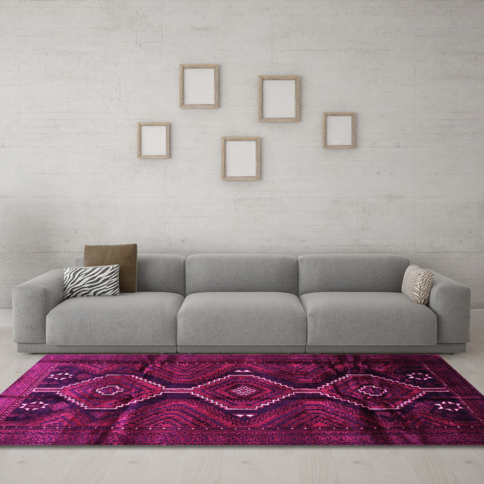 Machine Washable Persian Pink Traditional Rug in a Living Room, wshtr705pnk