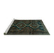 Sideview of Machine Washable Persian Turquoise Traditional Area Rugs, wshtr705turq